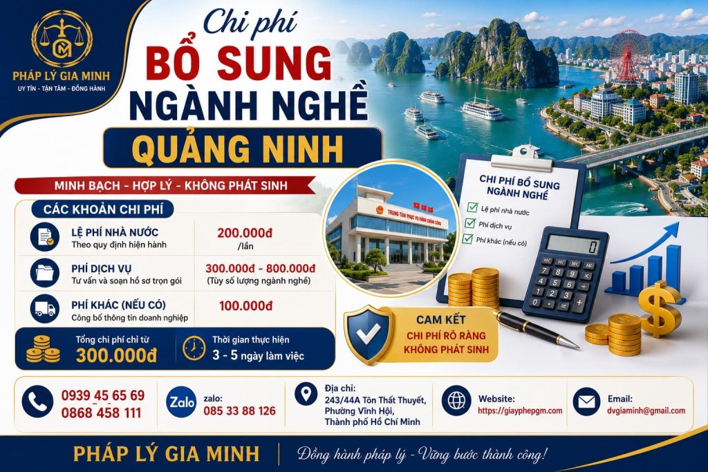 Chi phí bổ sung ngành nghề Quảng Ninh