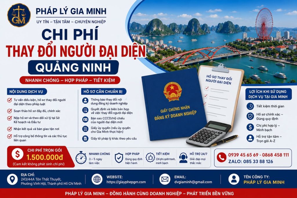 Chi phí thay đổi người đại diện Quảng Ninh