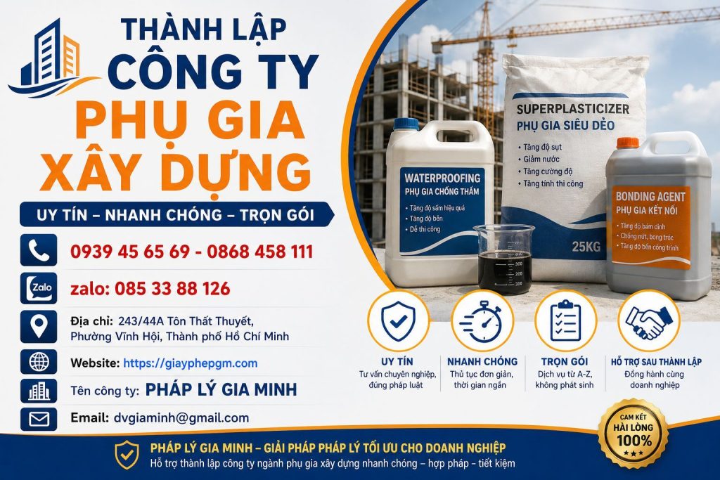 Thành lập công ty phụ gia xây dựng