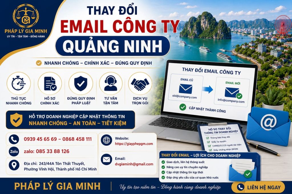 Thay đổi email công ty Quảng Ninh