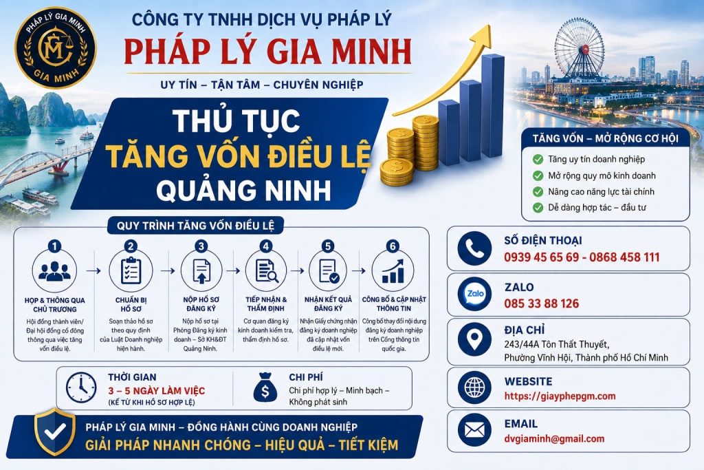 Thủ tục tăng vốn điều lệ Quảng Ninh