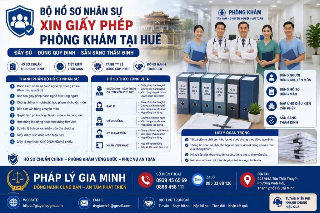 Bộ hồ sơ nhân sự xin giấy phép phòng khám tại Huế