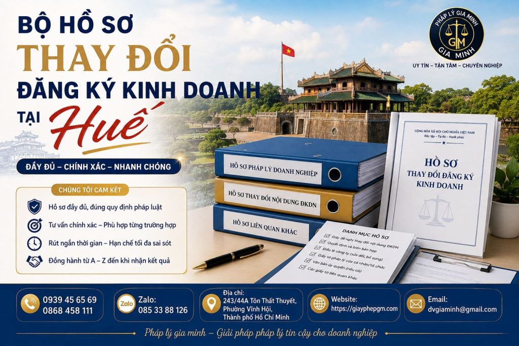 Bộ hồ sơ thay đổi đăng ký kinh doanh tại Huế