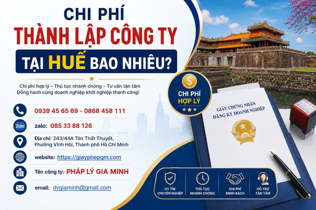 Chi phí thành lập công ty tại Huế bao nhiêu