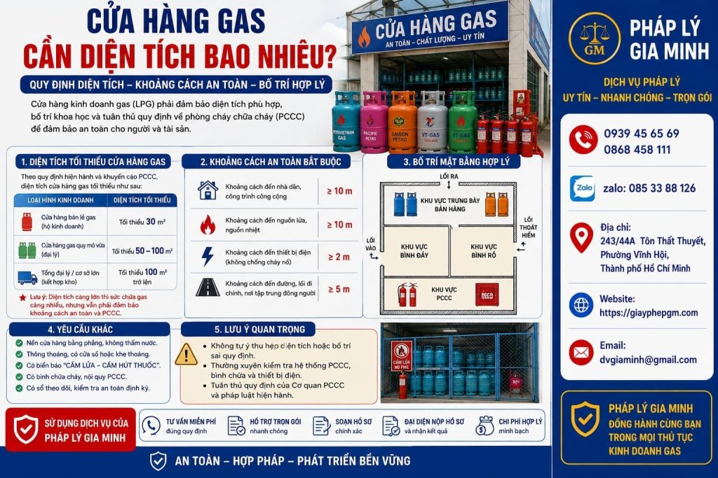 Cửa hàng gas cần diện tích bao nhiêu