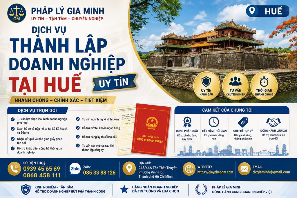 Dịch vụ thành lập doanh nghiệp tại Huế uy tín