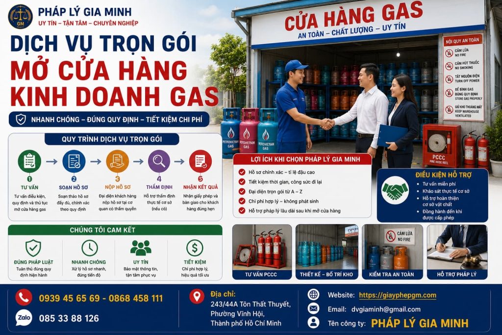 Dịch vụ trọn gói mở cửa hàng kinh doanh gas