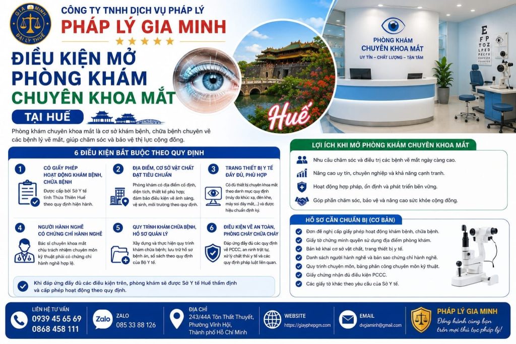 Điều kiện mở phòng khám chuyên khoa mắt tại Huế cần đáp ứng trước khi hoạt động 1 Điều kiện mở phòng khám chuyên khoa mắt tại Huế