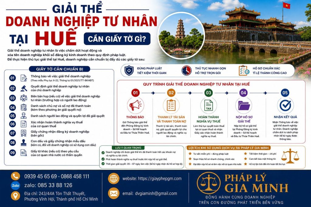 Giải thể doanh nghiệp tư nhân tại Huế cần giấy tờ gì đầy đủ từ hồ sơ đến thủ tục 1 Giải thể doanh nghiệp tư nhân tại Huế cần giấy tờ gì