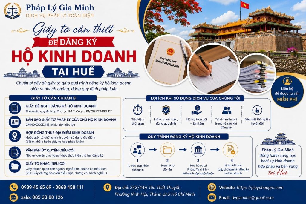 Giấy tờ cần thiết để đăng ký hộ kinh doanh tại Huế