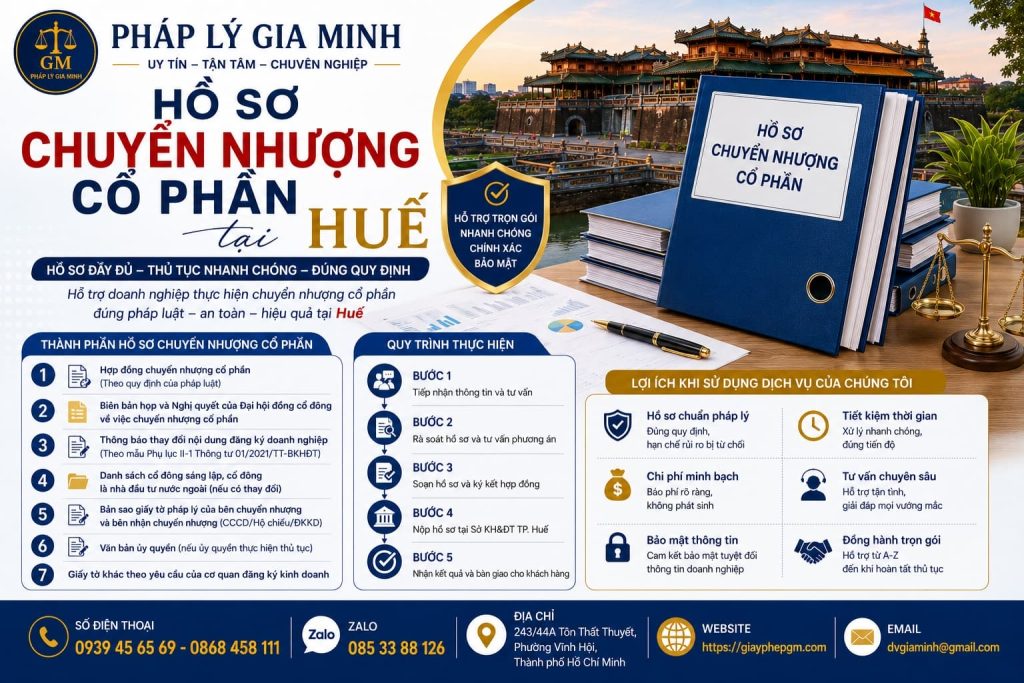 Hồ sơ chuyển nhượng cổ phần tại Huế