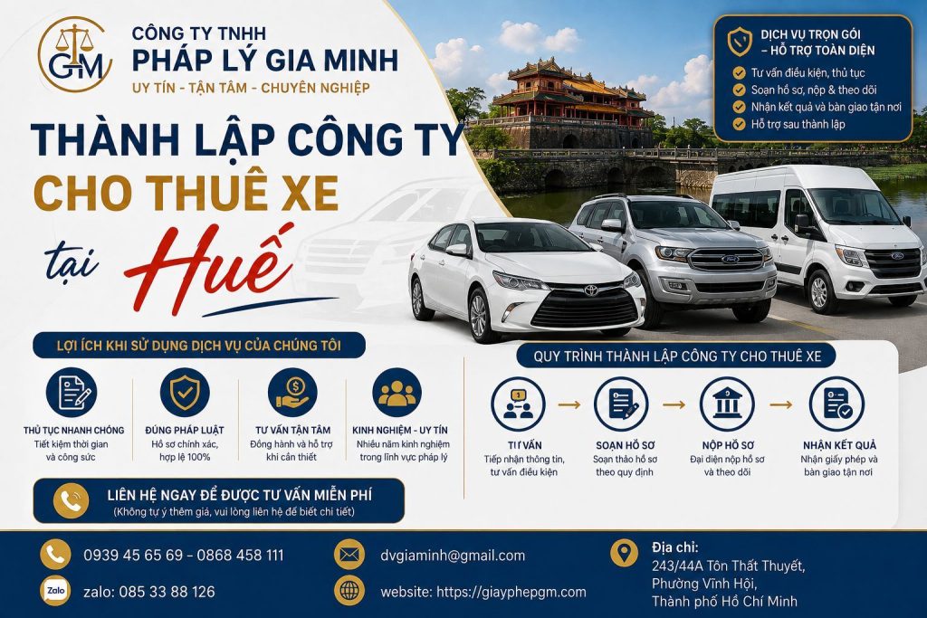 Thành lập công ty cho thuê xe tại Huế
