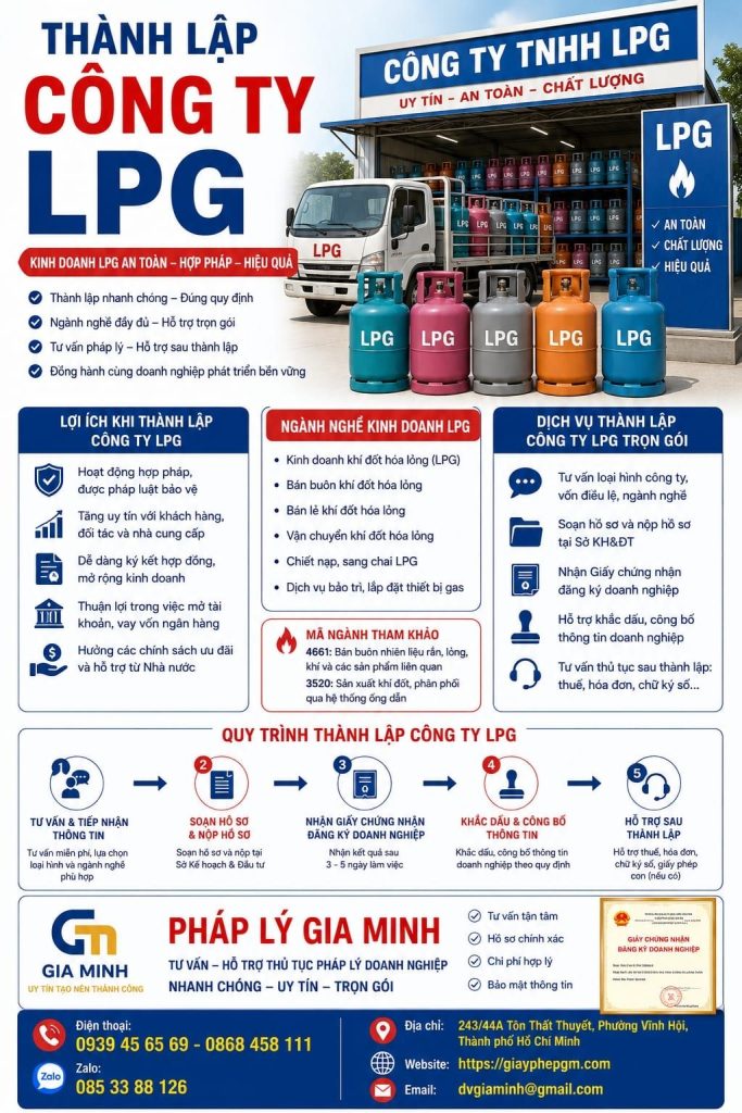 Thành lập công ty LPG cần chuẩn bị gì trước khi bắt đầu kinh doanh? 1 Thành lập công ty LPG