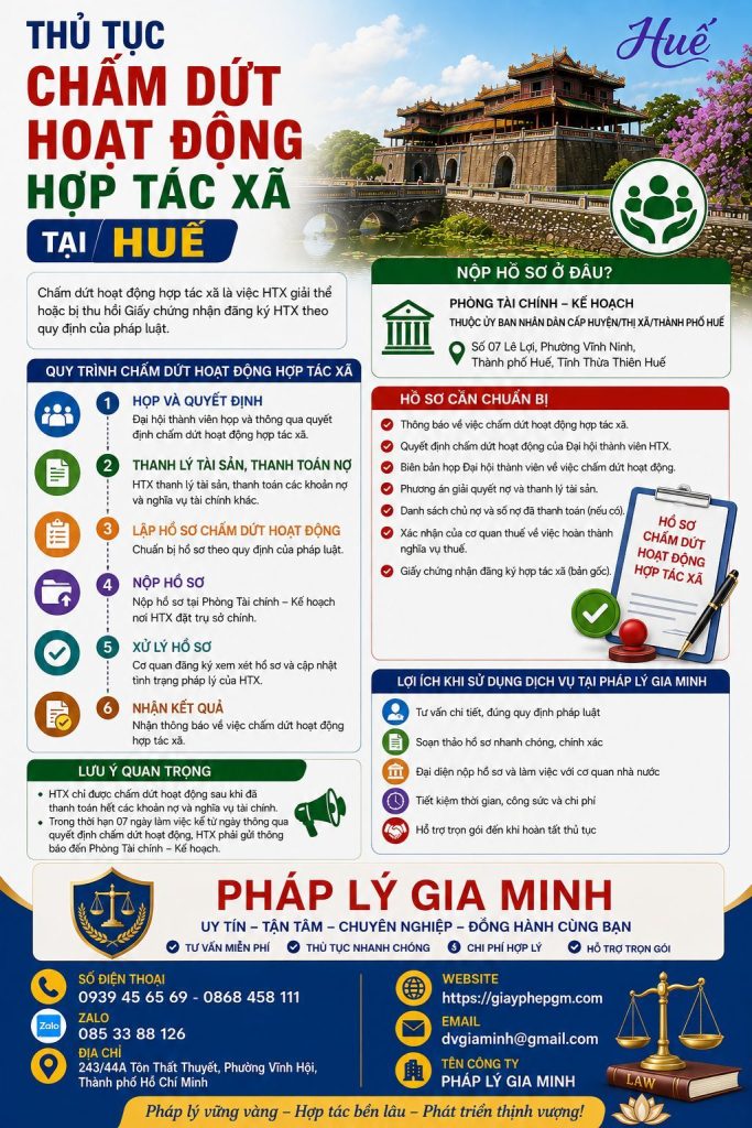 Thủ tục chấm dứt hoạt động hợp tác xã tại Huế
