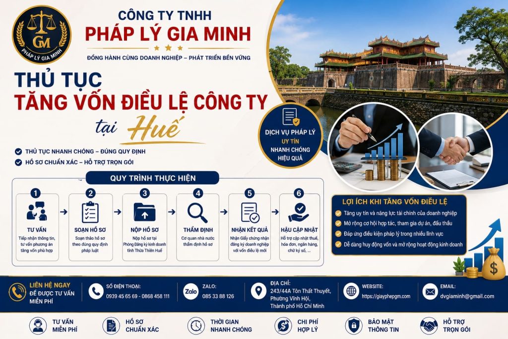 Thủ tục tăng vốn điều lệ công ty tại Huế