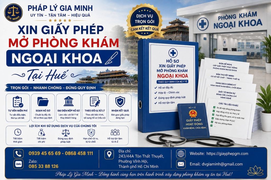 Xin giấy phép mở phòng khám ngoại khoa tại Huế