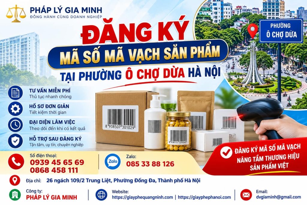Đăng ký mã số mã vạch sản phẩm tại phường Ô Chợ Dừa Hà Nội