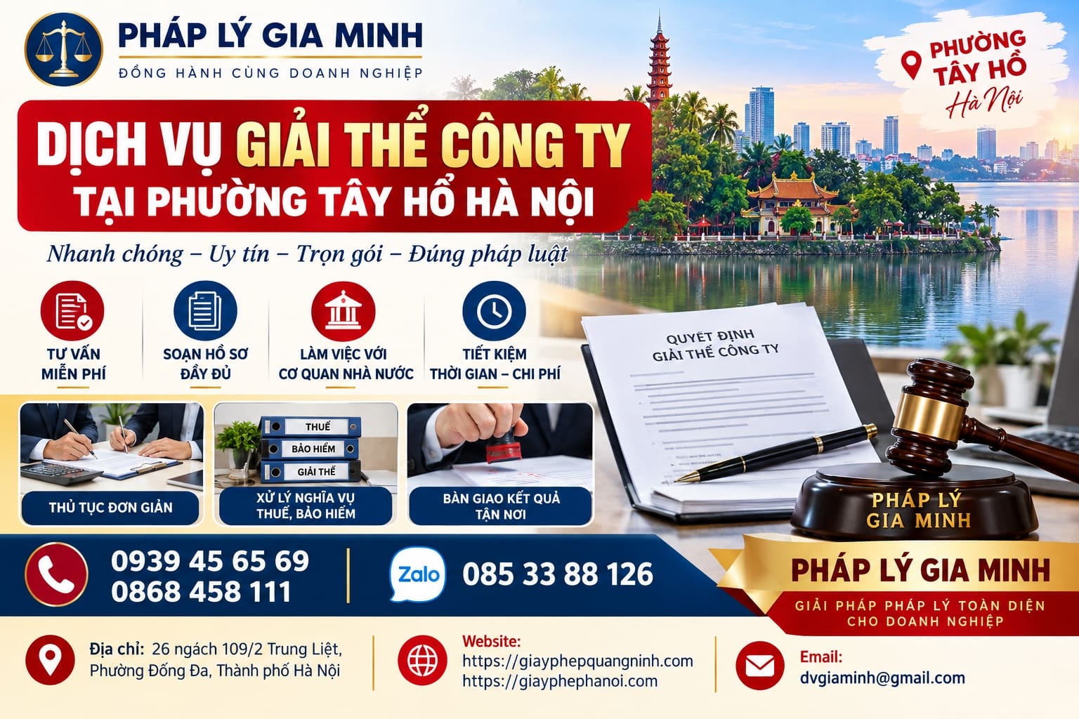 Dịch vụ giải thể công ty tại phường Tây Hồ Hà Nội