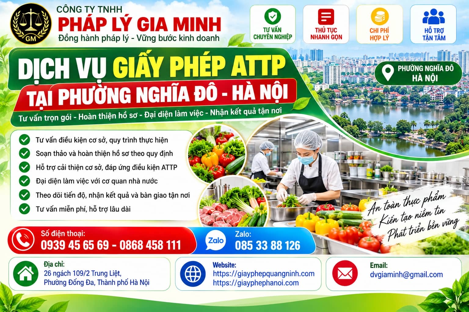 Dịch vụ giấy phép ATTP tại phường Nghĩa Đô Hà Nội