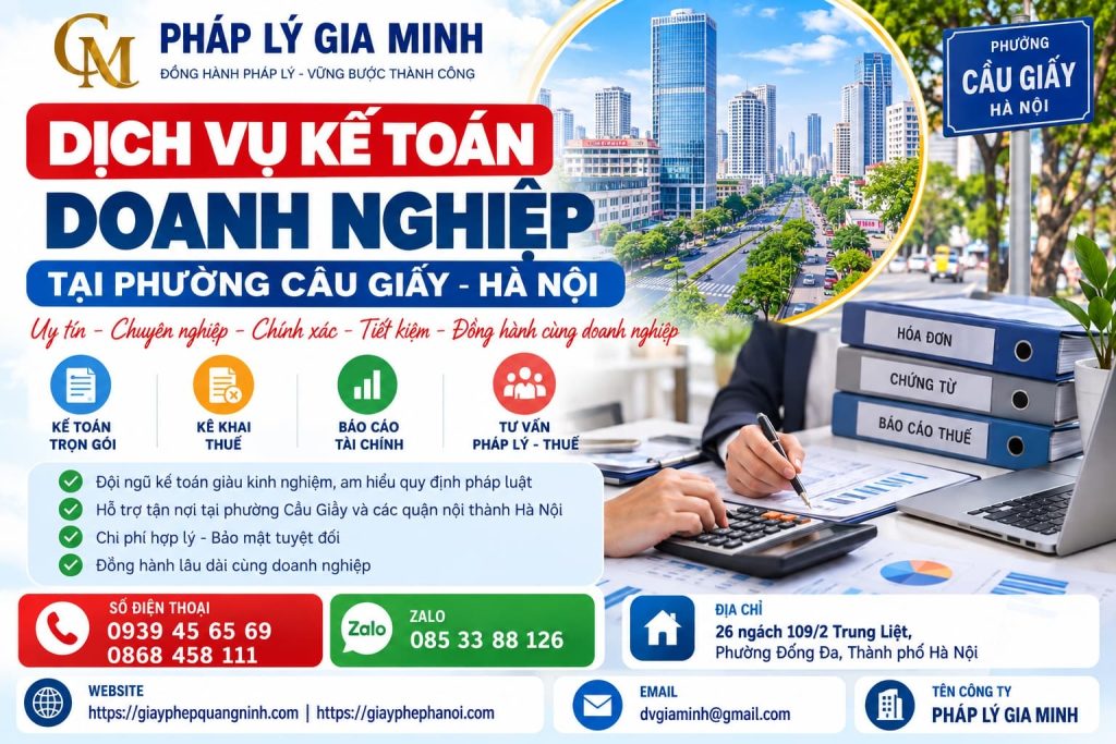 Dịch vụ kế toán doanh nghiệp tại phường Cầu Giấy Hà Nội