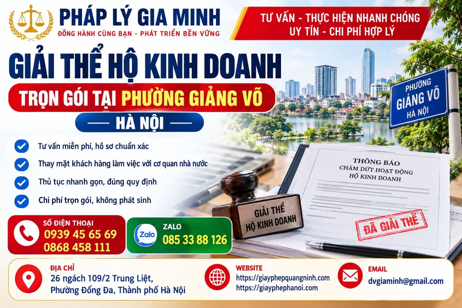 Giải thể hộ kinh doanh trọn gói tại phường Giảng Võ Hà Nội
